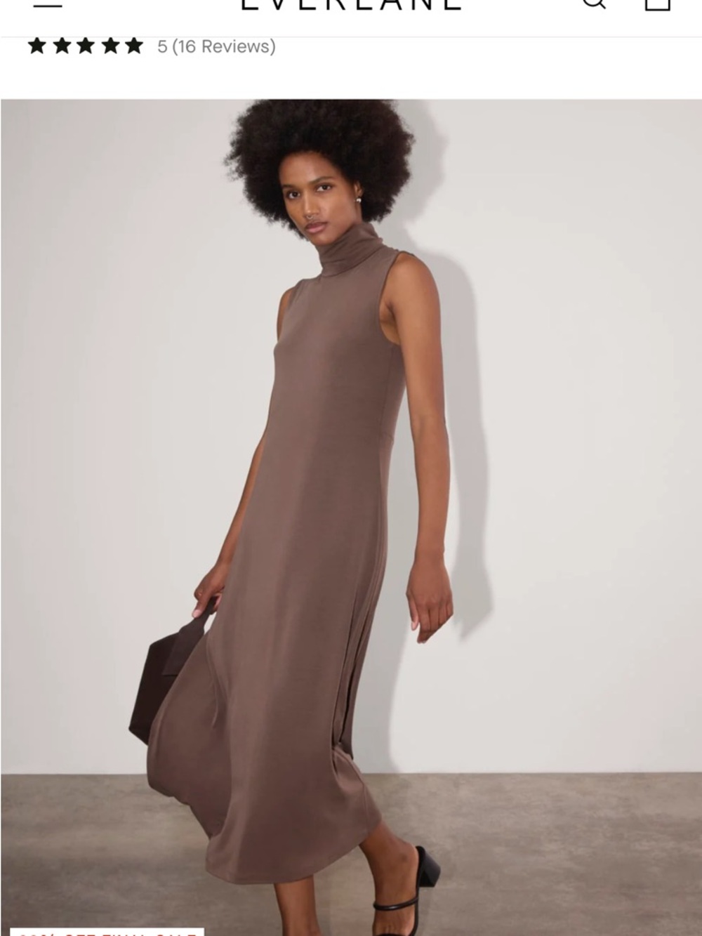 NWT Everlane Madison midi dress Butterknit Espresso turtleneck soft minimalist S - Picture 7 of 16